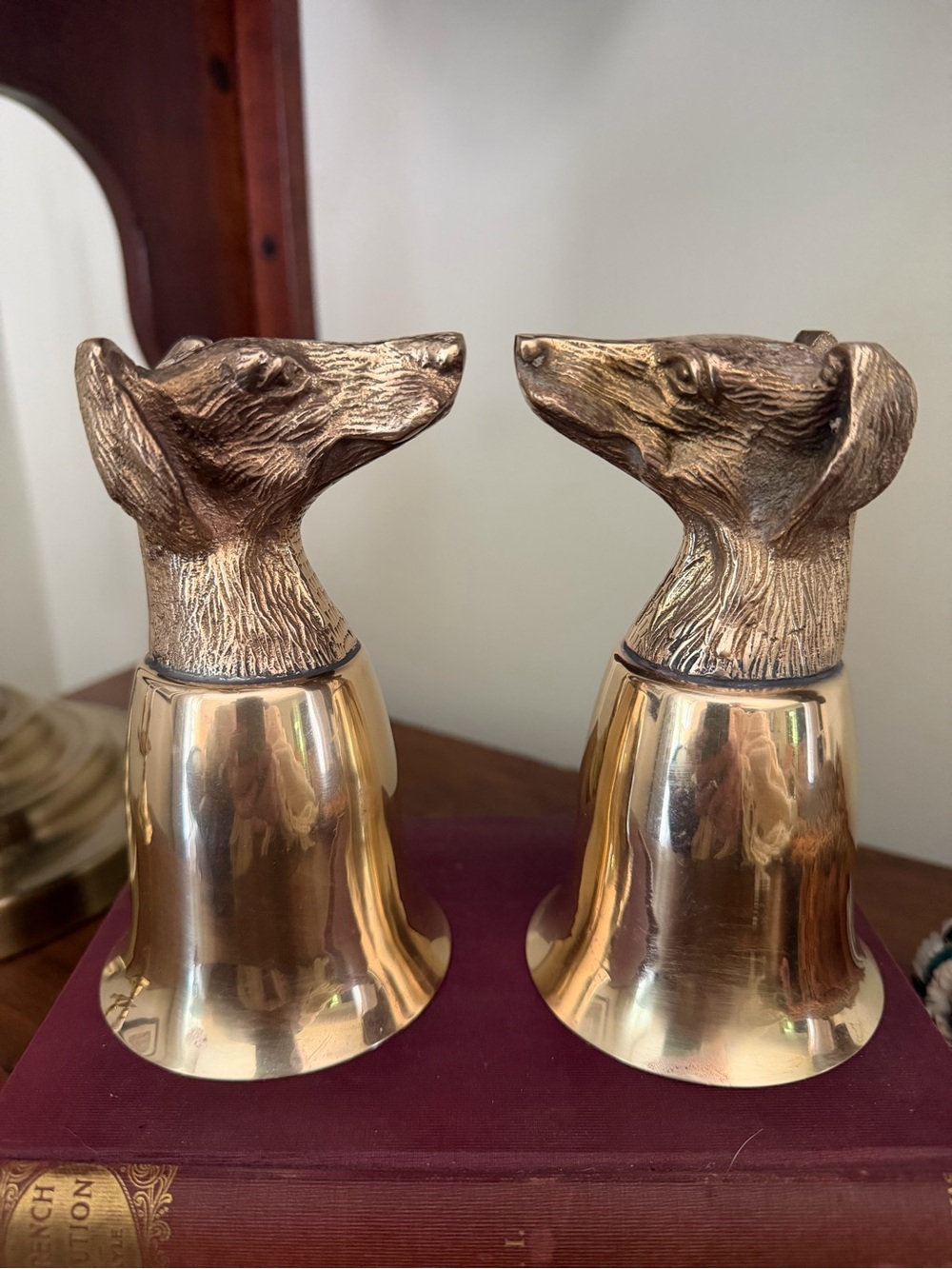 Vintage Brass Hound Stirrup Cups